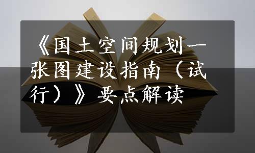 《国土空间规划一张图建设指南（试行）》要点解读