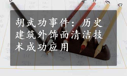 胡武功事件：历史建筑外饰面清洁技术成功应用