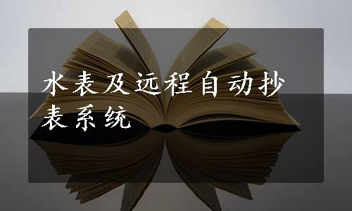 水表及远程自动抄表系统