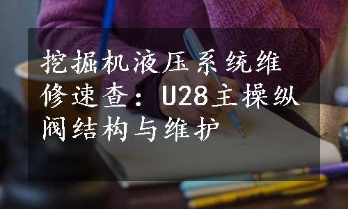 挖掘机液压系统维修速查：U28主操纵阀结构与维护