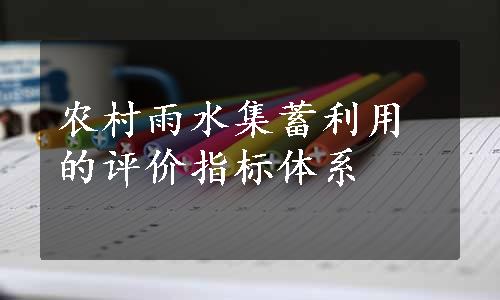 农村雨水集蓄利用的评价指标体系