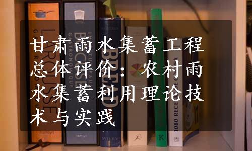 甘肃雨水集蓄工程总体评价：农村雨水集蓄利用理论技术与实践