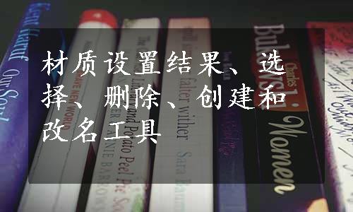 材质设置结果、选择、删除、创建和改名工具