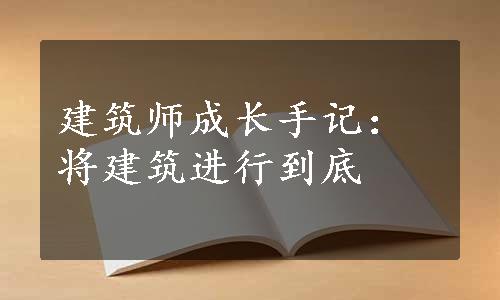 建筑师成长手记：将建筑进行到底