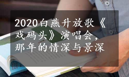 2020白燕升放歌《戏码头》演唱会，那年的情深与景深