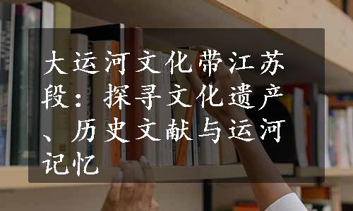 大运河文化带江苏段：探寻文化遗产、历史文献与运河记忆