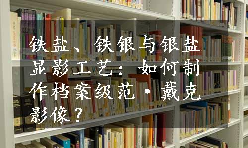 铁盐、铁银与银盐显影工艺：如何制作档案级范·戴克影像？