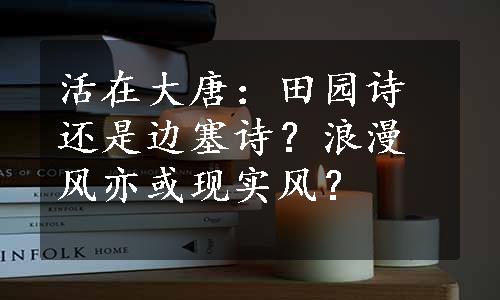 活在大唐：田园诗还是边塞诗？浪漫风亦或现实风？