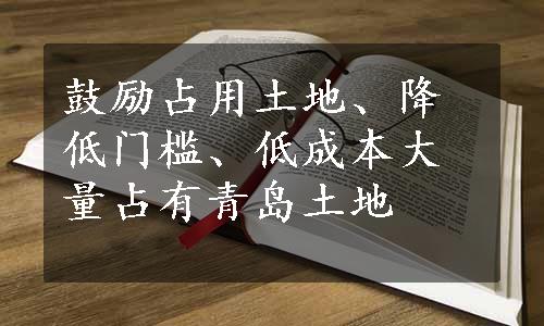 鼓励占用土地、降低门槛、低成本大量占有青岛土地