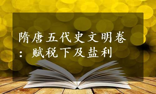 隋唐五代史文明卷：赋税下及盐利