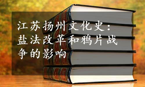 江苏扬州文化史：盐法改革和鸦片战争的影响