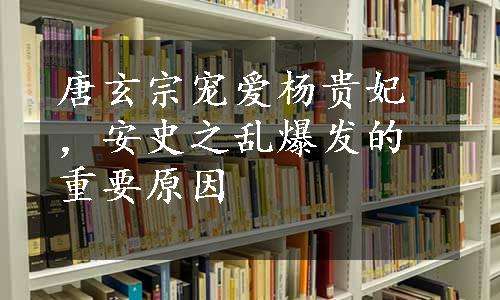 唐玄宗宠爱杨贵妃，安史之乱爆发的重要原因