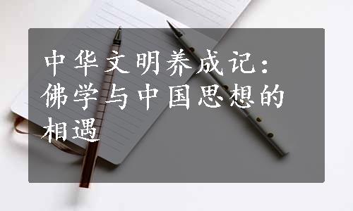 中华文明养成记：佛学与中国思想的相遇