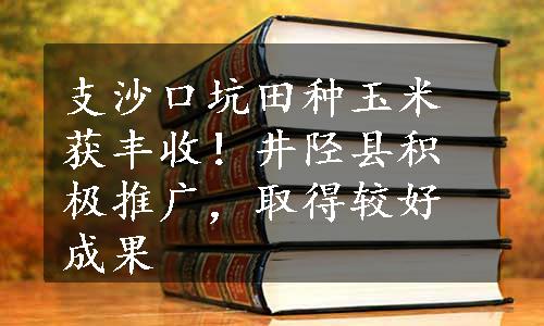 支沙口坑田种玉米获丰收！井陉县积极推广，取得较好成果