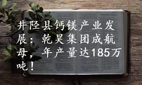 井陉县钙镁产业发展：乾昊集团成航母，年产量达185万吨！