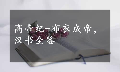 高帝纪-布衣成帝，汉书全鉴