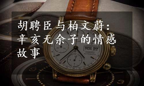 胡聘臣与柏文蔚：辛亥无余子的情感故事