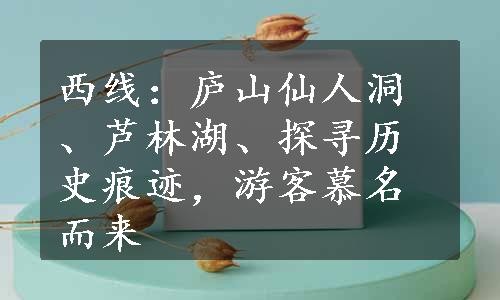 西线：庐山仙人洞、芦林湖、探寻历史痕迹，游客慕名而来