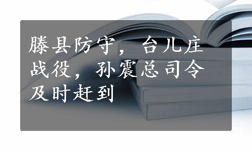 滕县防守，台儿庄战役，孙震总司令及时赶到