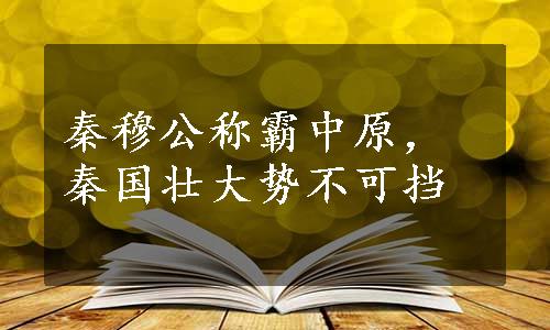 秦穆公称霸中原，秦国壮大势不可挡