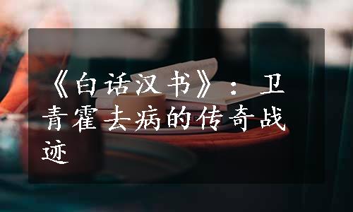 《白话汉书》：卫青霍去病的传奇战迹