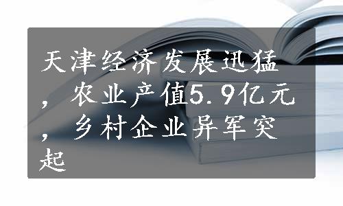 天津经济发展迅猛，农业产值5.9亿元，乡村企业异军突起