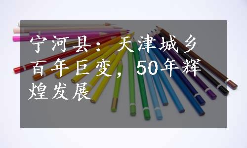 宁河县：天津城乡百年巨变，50年辉煌发展