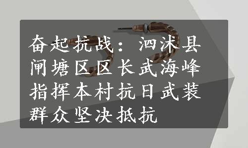 奋起抗战：泗沭县闸塘区区长武海峰指挥本村抗日武装群众坚决抵抗