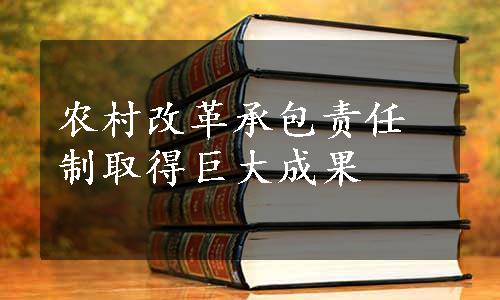 农村改革承包责任制取得巨大成果