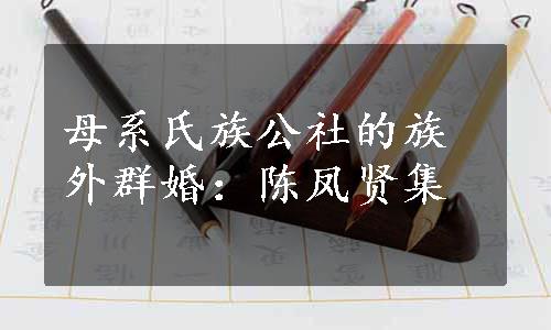 母系氏族公社的族外群婚：陈凤贤集