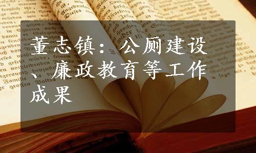 董志镇：公厕建设、廉政教育等工作成果