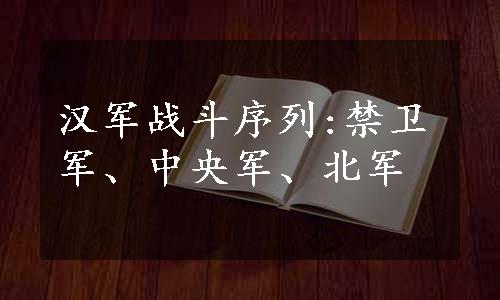 汉军战斗序列:禁卫军、中央军、北军