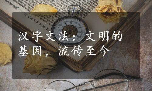 汉字文法：文明的基因，流传至今