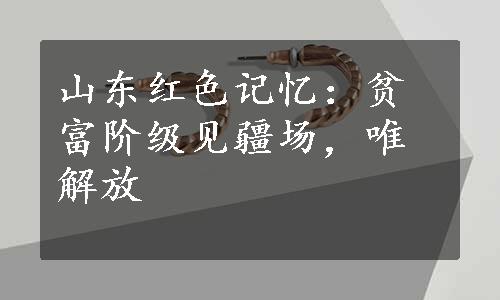 山东红色记忆：贫富阶级见疆场，唯解放