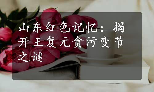 山东红色记忆：揭开王复元贪污变节之谜