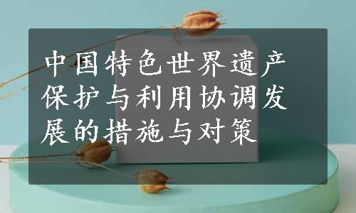 中国特色世界遗产保护与利用协调发展的措施与对策