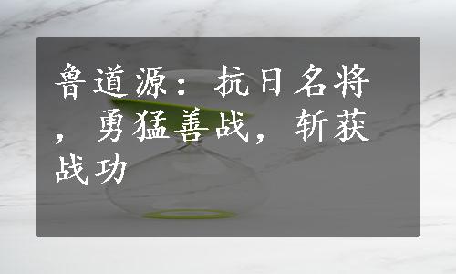 鲁道源：抗日名将，勇猛善战，斩获战功