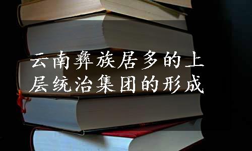 云南彝族居多的上层统治集团的形成