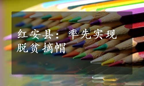 红安县：率先实现脱贫摘帽