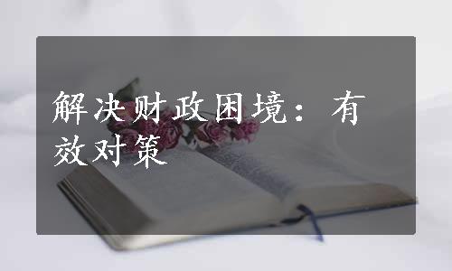 解决财政困境：有效对策