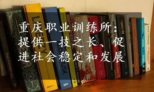 重庆职业训练所：提供一技之长、促进社会稳定和发展