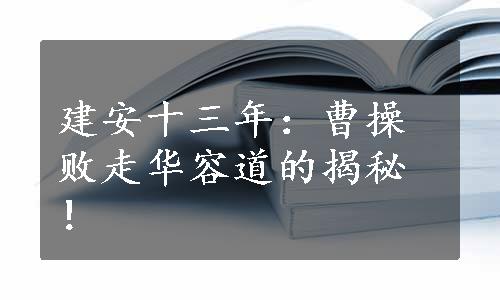 建安十三年：曹操败走华容道的揭秘！