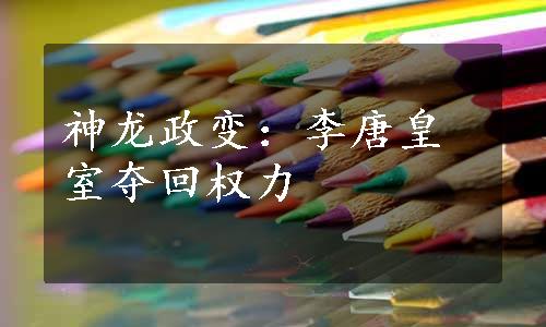 神龙政变：李唐皇室夺回权力