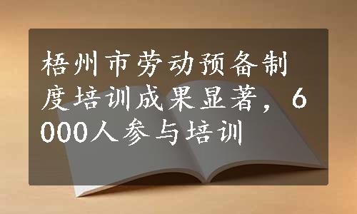 梧州市劳动预备制度培训成果显著，6000人参与培训