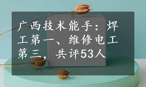 广西技术能手：焊工第一、维修电工第三，共评53人