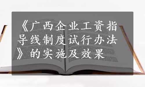 《广西企业工资指导线制度试行办法》的实施及效果