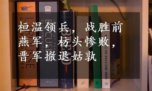 桓温领兵，战胜前燕军，枋头惨败，晋军撤退姑孰