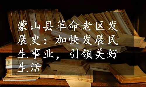 蒙山县革命老区发展史：加快发展民生事业，引领美好生活