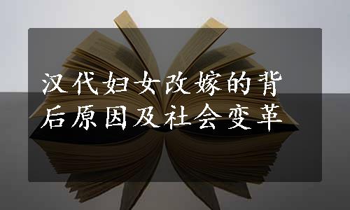 汉代妇女改嫁的背后原因及社会变革