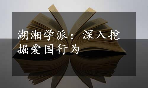 湖湘学派：深入挖掘爱国行为